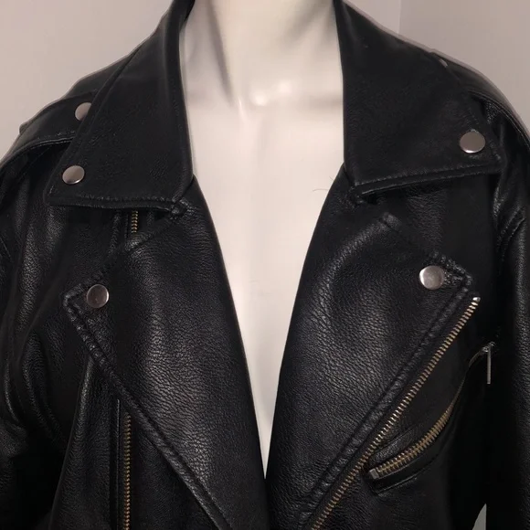 RECLAIMED VINTAGE FAUX LEATHER JACKET - Picture 2 of 8